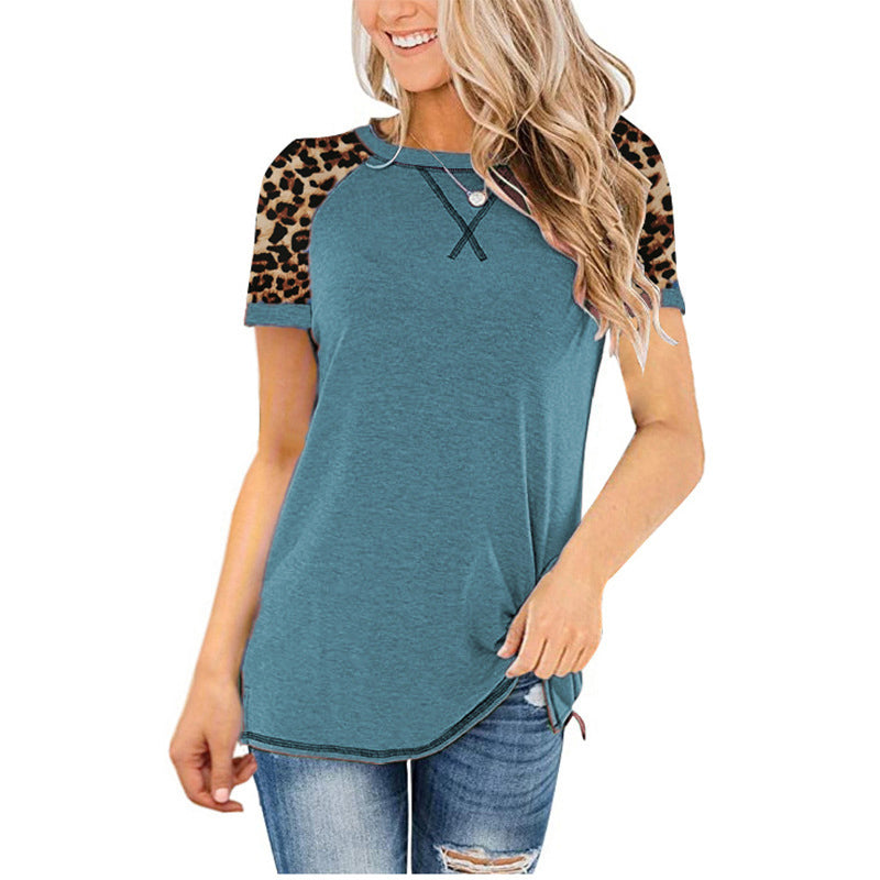 Women Comfy Soft Lightweight Leopard Sleeve Tunic Top Shirt in 8 Colors Size Small to 5XLarge Image 4