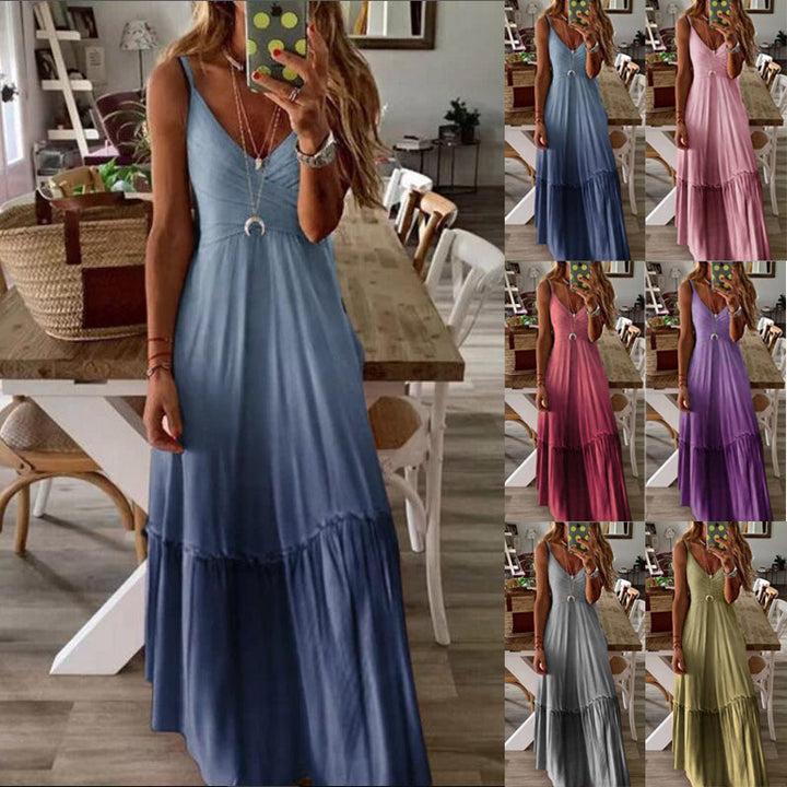 Women Tie Dye Spaghetti Strap Maxi Dress in 6 Colors Size Small to 5XLarge Image 1