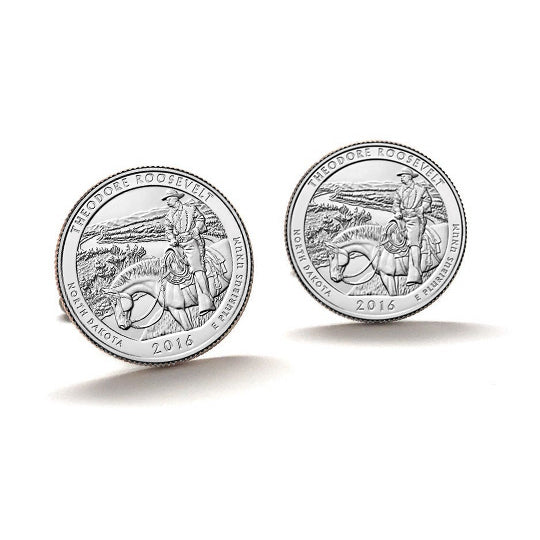 Theodore Roosevelt National Park Coin Cufflinks Uncirculated U.S. Quarter 2016 Cuff Links Image 1