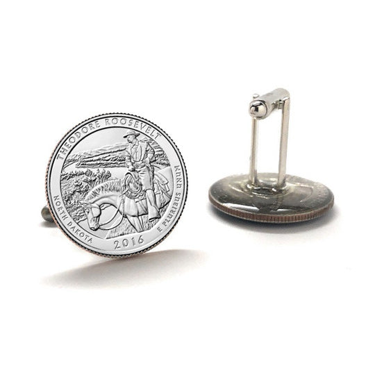 Theodore Roosevelt National Park Coin Cufflinks Uncirculated U.S. Quarter 2016 Cuff Links Image 3