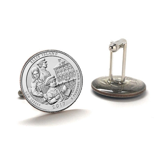 Ellis Island Coin Cufflinks Uncirculated U.S. Quarter 2017 Cuff Links Image 3