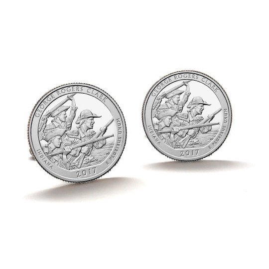 George Rogers Clark National Historical Park Coin Cufflinks Uncirculated U.S. Quarter 2017 Cuff Links Image 1