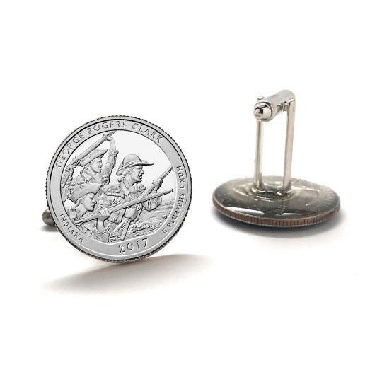 George Rogers Clark National Historical Park Coin Cufflinks Uncirculated U.S. Quarter 2017 Cuff Links Image 3
