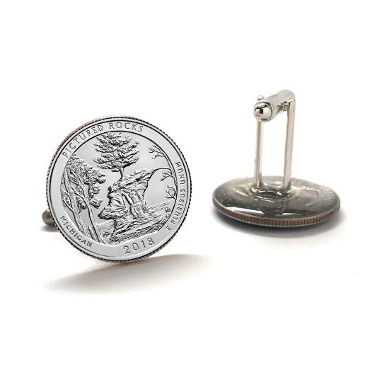 Pictured Rocks National Lakeshore Park Coin Cufflinks Uncirculated U.S. Quarter 2018 Cuff Links Image 3