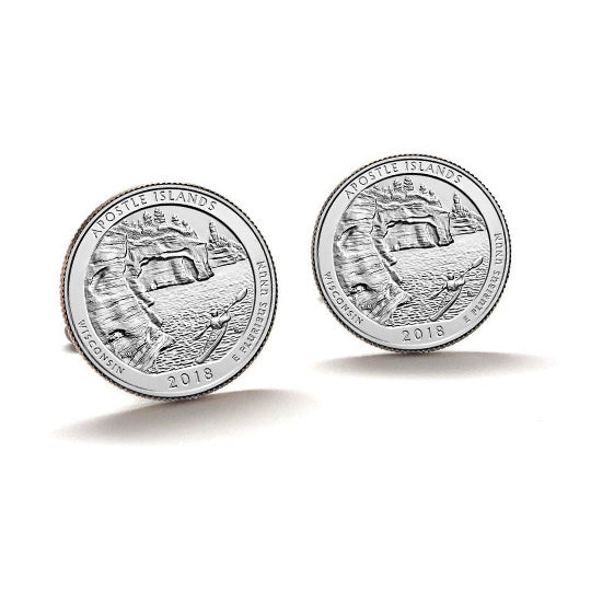 Apostle Islands National Lakeshore Park Coin Cufflinks Uncirculated U.S. Quarter 2018 Cuff Links Image 1