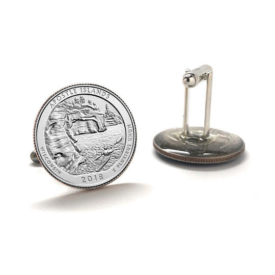 Apostle Islands National Lakeshore Park Coin Cufflinks Uncirculated U.S. Quarter 2018 Cuff Links Image 3