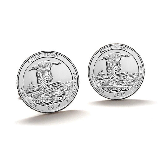 Block Island National Wildlife Refuge Coin Cufflinks Uncirculated U.S. Quarter 2018 Cuff Links Image 1