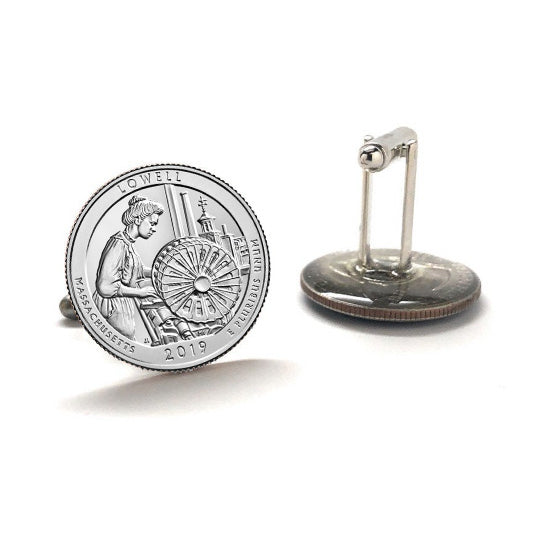 Lowell National Historical Park Coin Cufflinks Uncirculated U.S. Quarter 2019 Cuff Links Image 3