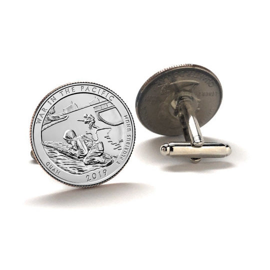 War in The Pacific National Historical Park Coin Cufflinks Uncirculated U.S. Quarter 2019 Cuff Links Image 2