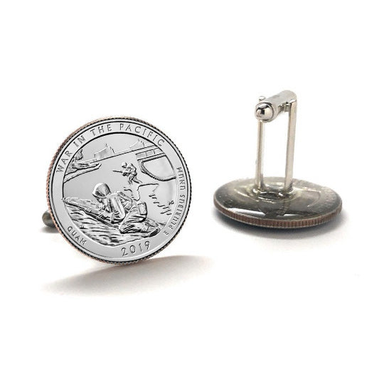 War in The Pacific National Historical Park Coin Cufflinks Uncirculated U.S. Quarter 2019 Cuff Links Image 3