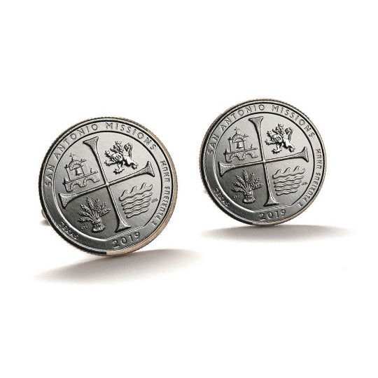 San Antonio Missions National Historical Park Coin Cufflinks Uncirculated U.S. Quarter 2019 Cuff Links Image 1