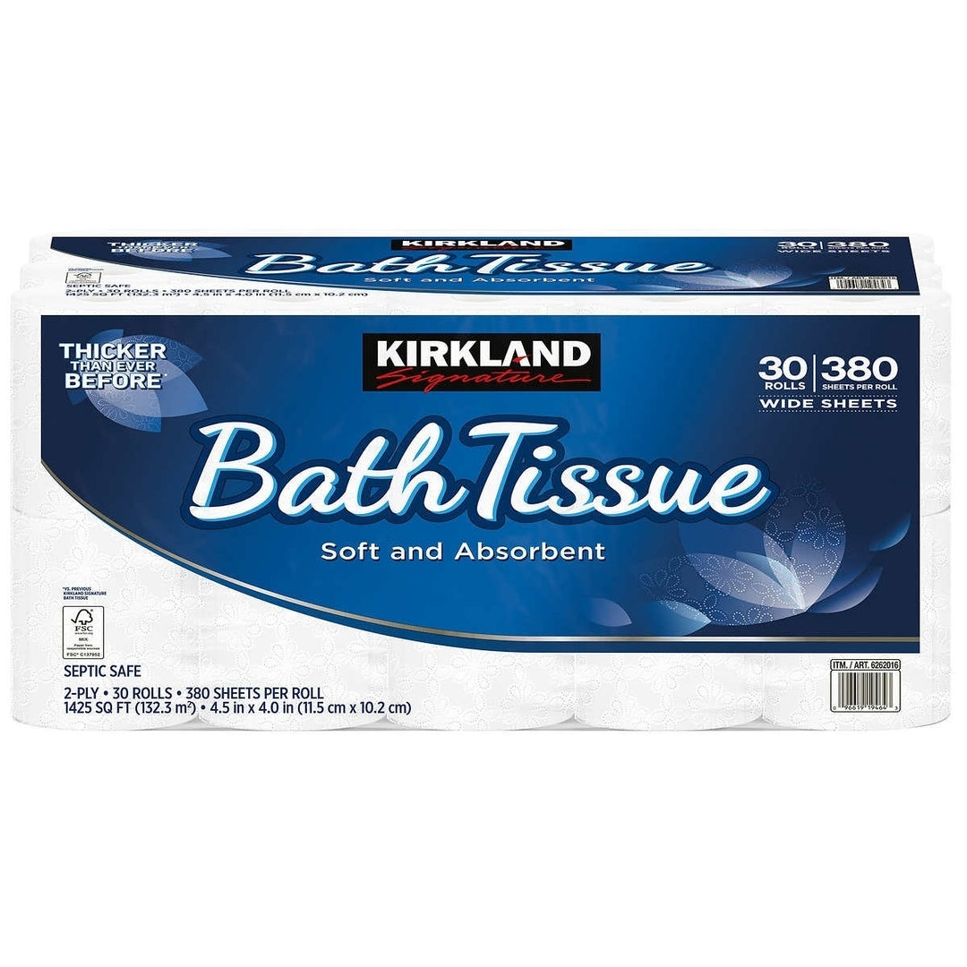 Kirkland Signature Bath Tissue 2-Ply 380 Sheets 30 Rolls Image 1