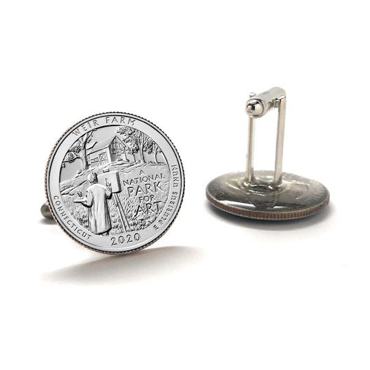 Weir Farm National Historic Site Cufflinks Uncirculated U.S. Quarter 2020 Cuff Links Image 3