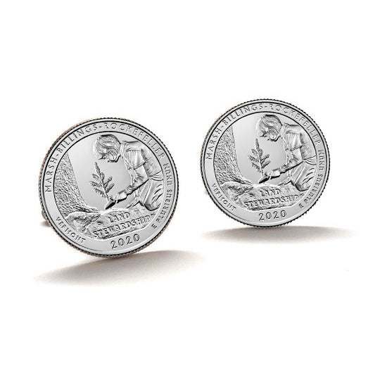 Marsh-Billings-Rockefeller National Historical Park Coin Cufflinks Uncirculated U.S. Quarter 2020 Cuff Links Image 1