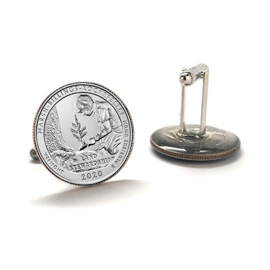 Marsh-Billings-Rockefeller National Historical Park Coin Cufflinks Uncirculated U.S. Quarter 2020 Cuff Links Image 3
