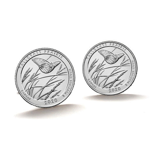 Tallgrass Prairie National Preserve Coin Cufflinks Uncirculated U.S. Quarter 2020 Cuff Links Image 1