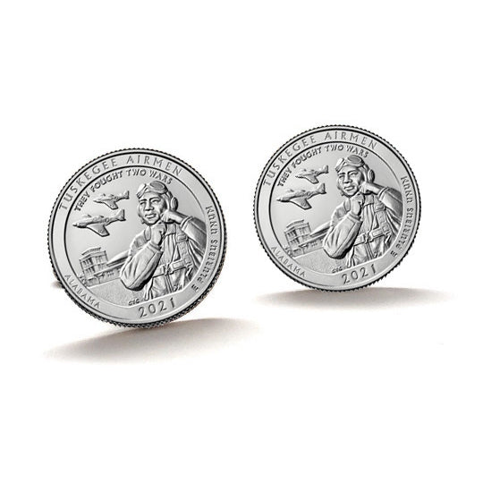 Tuskegee Airmen National Historic Site Coin Cufflinks Uncirculated U.S. Quarter 2021 Cuff Links Image 1