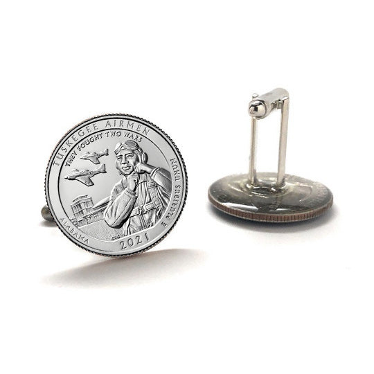 Tuskegee Airmen National Historic Site Coin Cufflinks Uncirculated U.S. Quarter 2021 Cuff Links Image 3