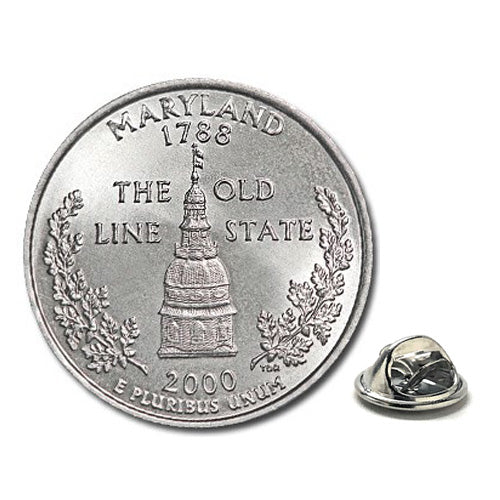 Maryland State Quarter Coin Lapel Pin Uncirculated U.S. Quarter 2000 Tie Pin Image 1