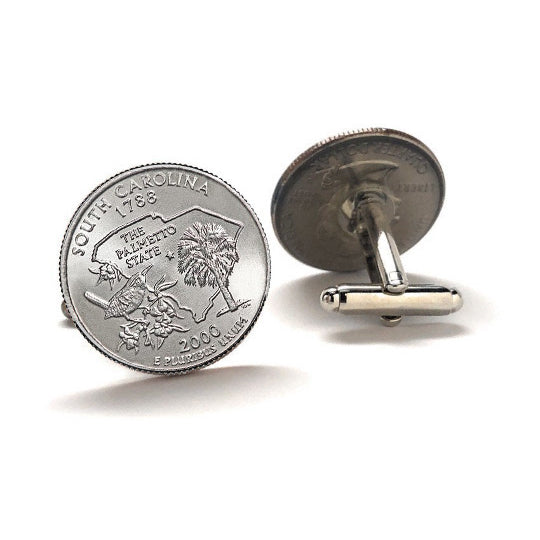 South Carolina State Quarter Coin Cufflinks Uncirculated U.S. Quarter 2000 Cuff Links Image 2