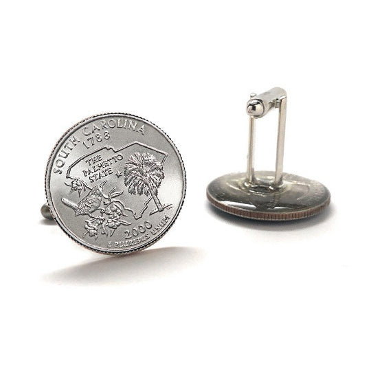 South Carolina State Quarter Coin Cufflinks Uncirculated U.S. Quarter 2000 Cuff Links Image 3