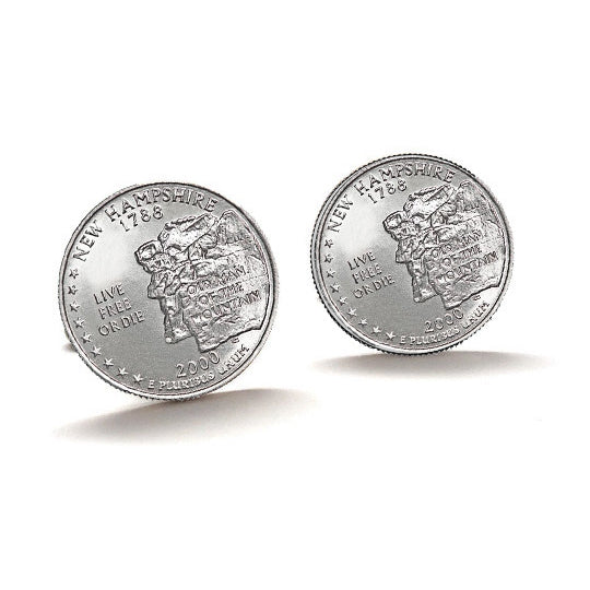 Hampshire State Quarter Coin Cufflinks Uncirculated U.S. Quarter 2000 Cuff Links Image 1