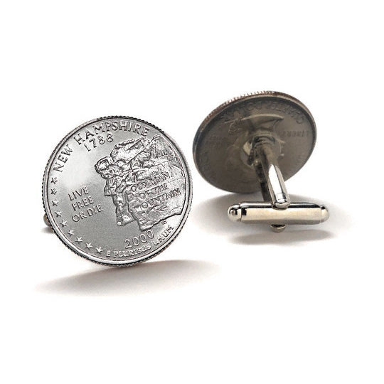 Hampshire State Quarter Coin Cufflinks Uncirculated U.S. Quarter 2000 Cuff Links Image 2