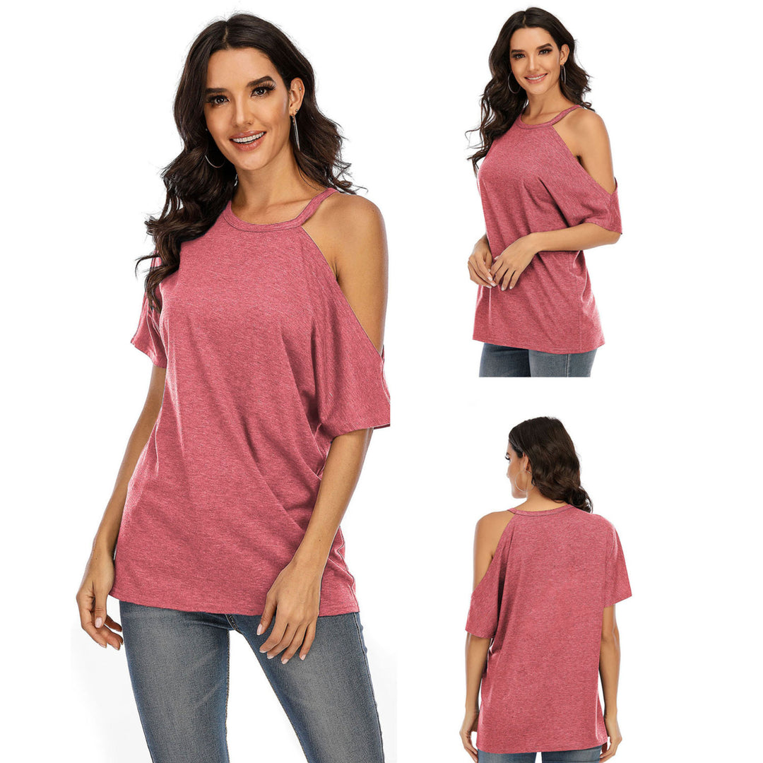 Single Cold Shoulder Loose Casual Tunic Top Shirt Image 2