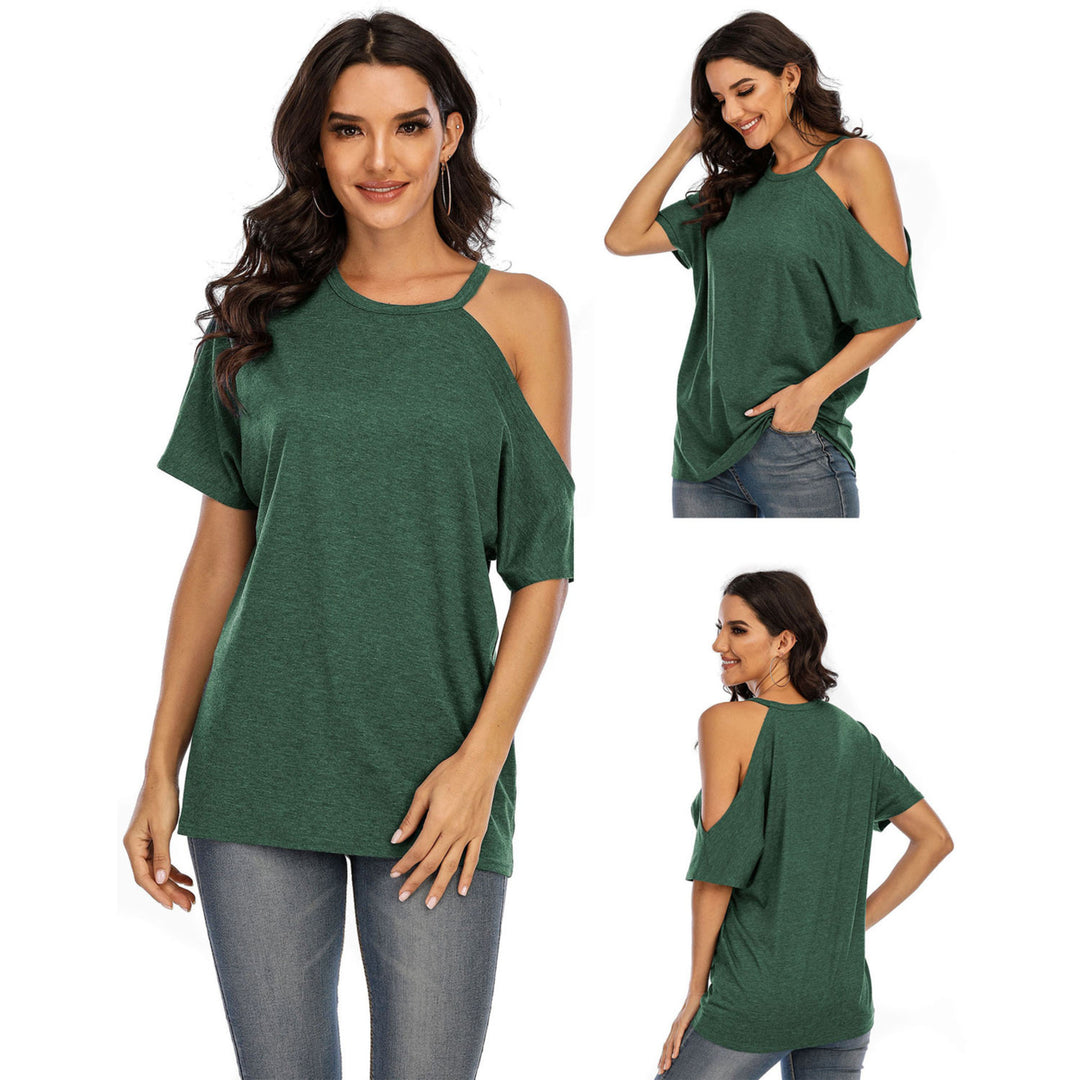 Single Cold Shoulder Loose Casual Tunic Top Shirt Image 3