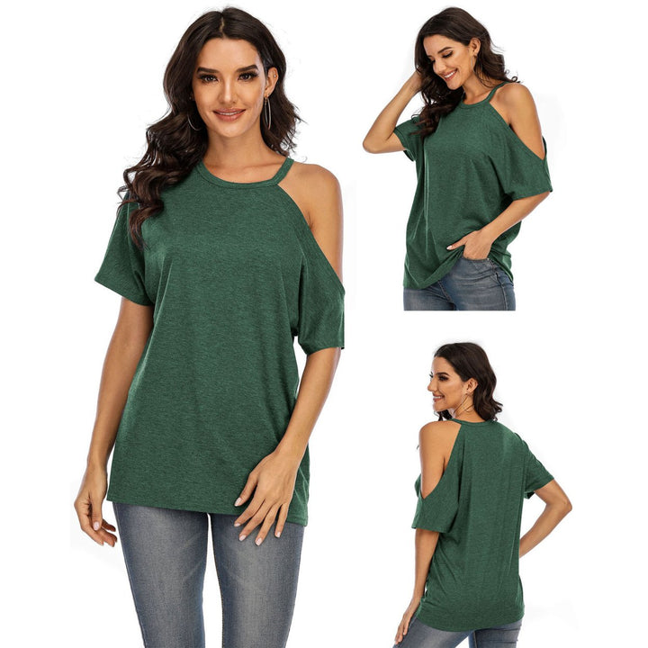 Single Cold Shoulder Loose Casual Tunic Top Shirt Image 1