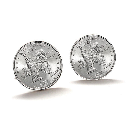 York State Quarter Coin Cufflinks Uncirculated U.S. Quarter 2001 Cuff Links Image 1