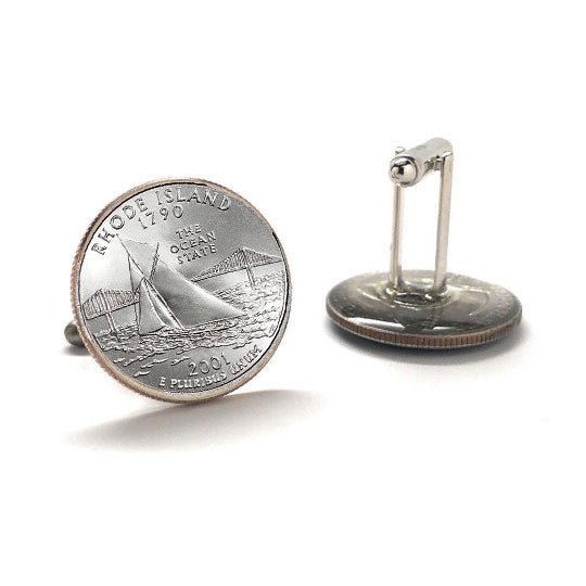 Rhode Island State Quarter Coin Cufflinks Uncirculated U.S. Quarter 2001 Cuff Links Image 3