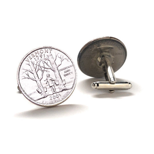 Vermont State Quarter Coin Cufflinks Uncirculated U.S. Quarter 2001 Cuff Links Image 2