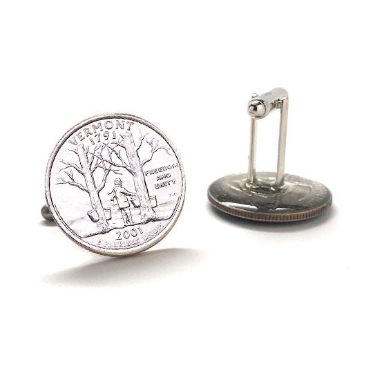 Vermont State Quarter Coin Cufflinks Uncirculated U.S. Quarter 2001 Cuff Links Image 3