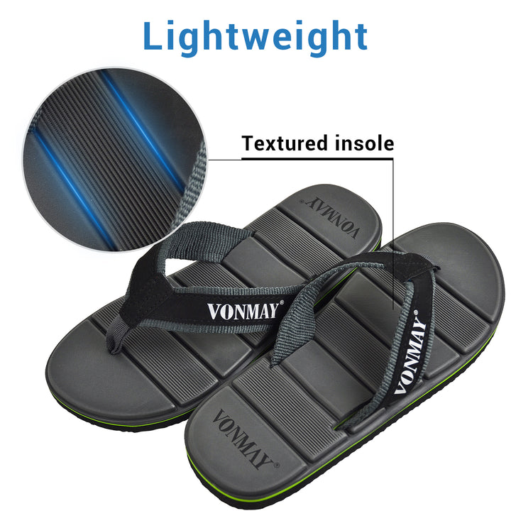 VONMAY Mens Slippers T Flip Flop Canvas Fabric Strap Thong Sandals Waterproof Garden Beach Pool Outdoor Image 4