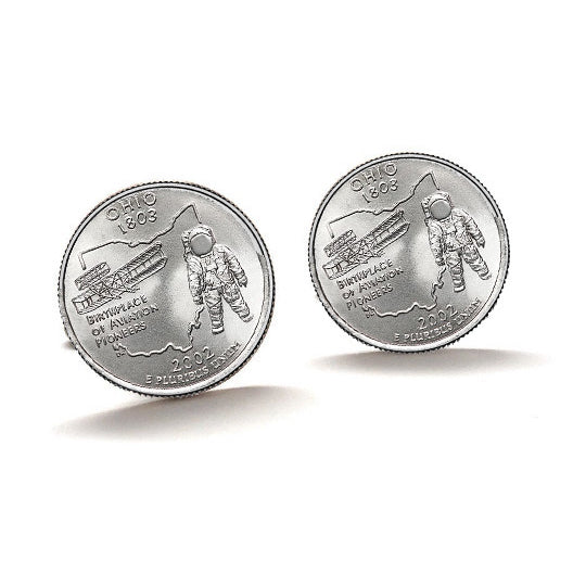 Ohio State Quarter Coin Cufflinks Uncirculated U.S. Quarter 2002 Cuff Links Image 1