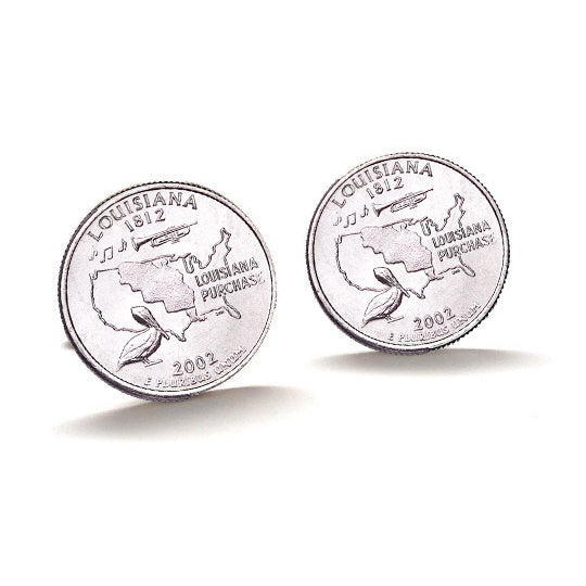 Louisiana State Quarter Coin Cufflinks Uncirculated U.S. Quarter 2002 Cuff Links Image 1
