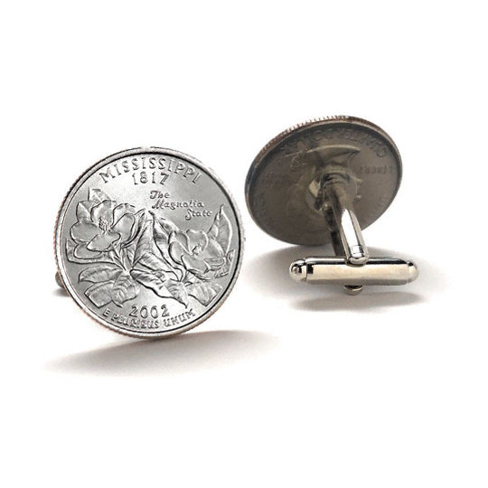 Mississippi State Quarter Coin Cufflinks Uncirculated U.S. Quarter 2002 Cuff Links Image 2