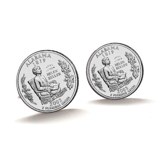 Alabama State Quarter Coin Cufflinks Uncirculated U.S. Quarter 2003 Cuff Links Image 1