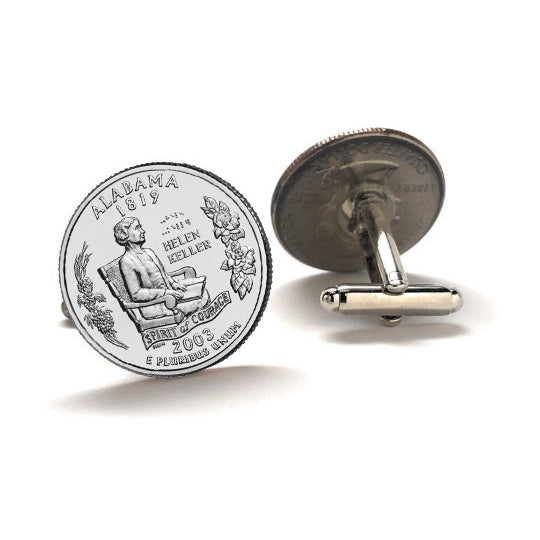 Alabama State Quarter Coin Cufflinks Uncirculated U.S. Quarter 2003 Cuff Links Image 2