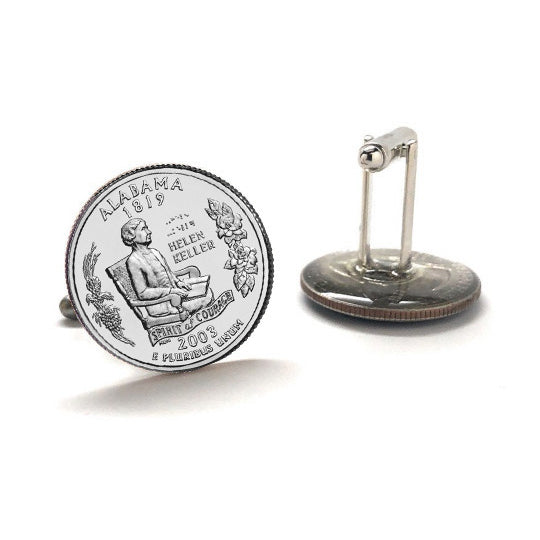 Alabama State Quarter Coin Cufflinks Uncirculated U.S. Quarter 2003 Cuff Links Image 3