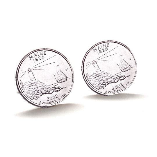 Maine State Quarter Coin Cufflinks Uncirculated U.S. Quarter 2003 Cuff Links Image 1