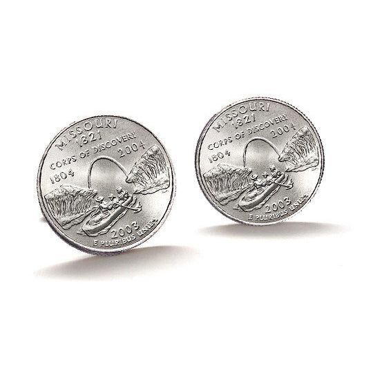 Missouri State Quarter Coin Cufflinks Uncirculated U.S. Quarter 2003 Cuff Links Image 1
