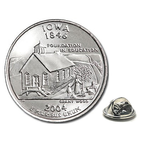 Iowa State Quarter Coin Lapel Pin Uncirculated U.S. Quarter 2004 Tie Pin Image 1