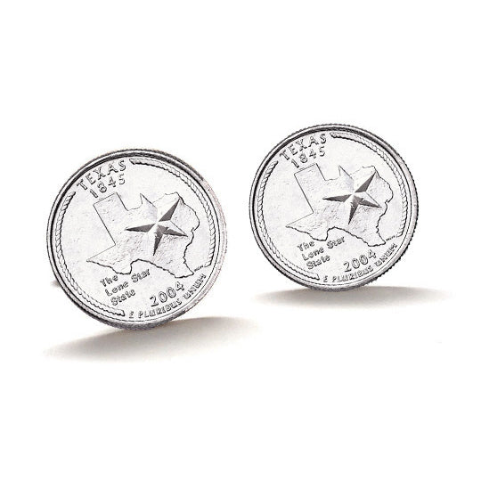 Texas State Quarter Coin Cufflinks Uncirculated U.S. Quarter 2004 Cuff Links Image 1
