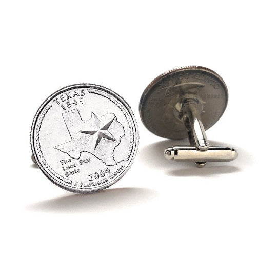 Texas State Quarter Coin Cufflinks Uncirculated U.S. Quarter 2004 Cuff Links Image 2