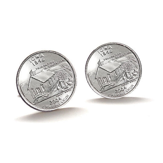 Iowa State Quarter Coin Cufflinks Uncirculated U.S. Quarter 2004 Cuff Links Image 1