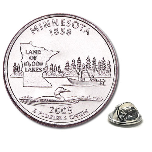 Minnesota State Quarter Coin Lapel Pin Uncirculated U.S. Quarter 2005 Tie Pin Image 1