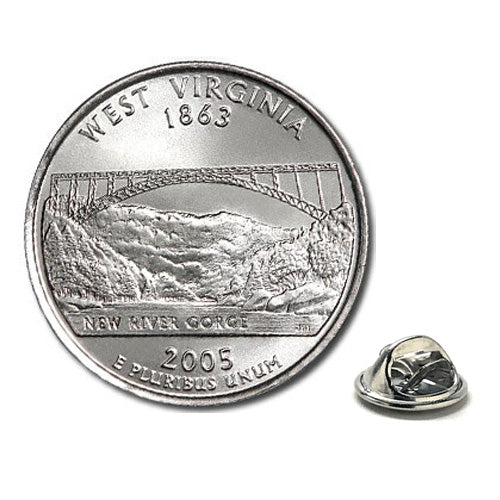 West Virginia State Quarter Coin Lapel Pin Uncirculated U.S. Quarter 2005 Tie Pin Image 1