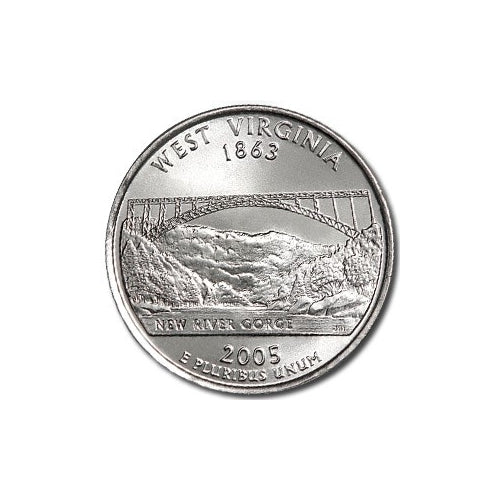 West Virginia State Quarter Coin Lapel Pin Uncirculated U.S. Quarter 2005 Tie Pin Image 2